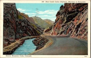 Cartolina Bear Creek Canyon Highway Morrison - lino sempreverde CO timbro postale 1941 - Foto 1 di 2