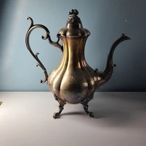 1938 Reed & Barton Winthrop Silverplate Footed Coffee Tea Pot Pumpkin #1795 - Picture 1 of 13