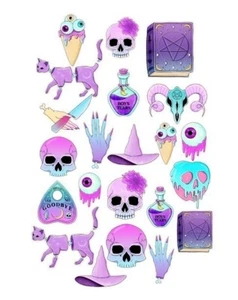 Halloween Pastel Goth Witch Images Precut Edible Wafer / Icing Cake Decorations - Picture 1 of 2
