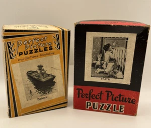 2 Vintage Picture Perfect Jigsaw Puzzles - Faith And Patience - Missing Pieces - Picture 1 of 11