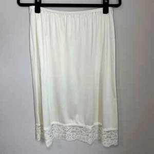 Vassarette Lace Trim Slip Skirt Ivory Pull On Elastic Waist Silky 25" length XL - Picture 1 of 8