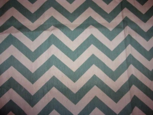 REMNANT OF AQUA & OFF WHITE COTTON TWILL, IRREGULAR IN SHAPE. - Picture 1 of 2