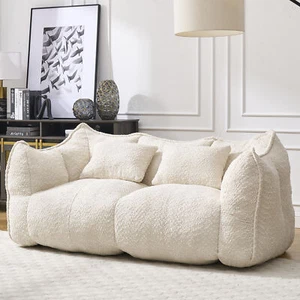 Bean Bag Chairs Lazy Sofa recliner high resilience foam core 2people sofa Beige - Picture 1 of 12