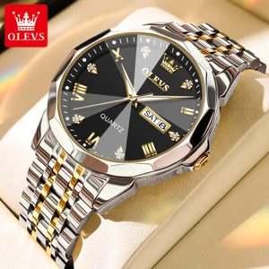 OLEVS Brand Quartz Watch Stainless Steel Strap Waterproof Men's Wristwatches - Picture 1 of 21