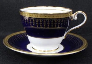Aynsley HERTFORD COBALT SCALLOPED Footed Cup & Saucer Bone China 7081 A+ - Picture 1 of 7
