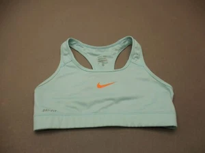 NIKE DRI-FIT Size M Womens Blue Unlined Wireless Pull On Racer Back Sport Bra 9A - Picture 1 of 5