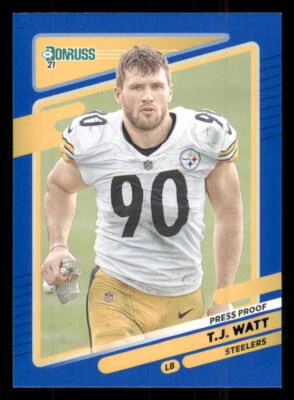 2021 Donruss Press Proof Blue #22A T.J. Watt - Image 1 of 2