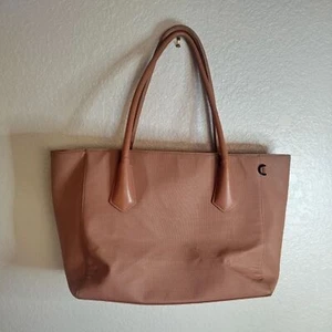 DAGNE DOVER Signature Legend Taupe Coated Canvas Large Laptop Tote Bag - Picture 1 of 10