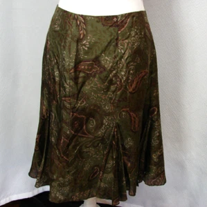New LRL Ralph Lauren Silk Chiffon Pleated Ruffle Midi Skirt Modern Paisley Sz 16 - Picture 1 of 9
