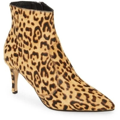 Botines halógenos Ashlee punta punta talla 6,5 M pelo de pantorrilla tacones de leopardo Foto 1 de 4