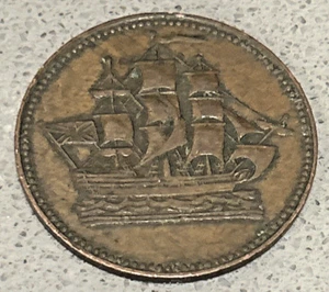 1835 Prince Edward Island SHIPS COLONIES & COMMERCE 1/2 Penny Token or Coin - Picture 1 of 5
