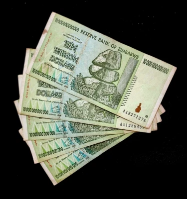 5件装x津巴布韦10万亿美元钞票-流通货币-2008/AA — 第 1/2 张图片