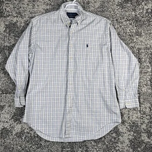 Ralph Lauren Long Sleeve Shirt Mens 16.5 32/33 Yarmouth Pinpoint Oxford Plaid - Picture 1 of 11