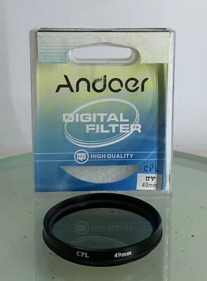 ANDOER CAMERA FILTER 49mm CPL BLACK LENS PROTECTOR+CASE+CLEAN+GOOD CONDITION-637 - Image 1 of 2
