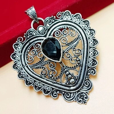 Colgante de 1 pieza de vidrio topacio facetado de Halloween enchapado en plata de ley 925 hecho a mano Foto 1 de 3