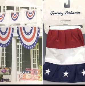 Tommy Bahama Wimpelkette bestickt Sterne Handarbeit amerikanische Flagge 4. Juli 58x27 - Bild 1 von 4