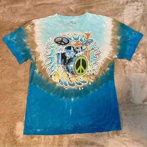 Flux Rock For Peace Batik Schlagzeuger Grafik Musik Festival Vibes T-Shirt Herren Medium - Bild 1 von 6