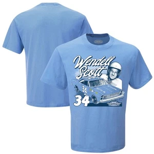 Men's Checkered Flag Light Blue Wendell Scott Graphic 1-Spot T-Shirt - Picture 1 of 3