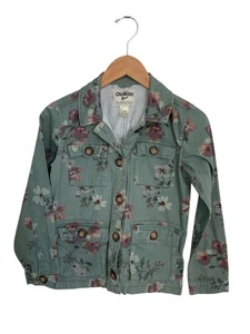 Chaqueta OshKosh B'Gosh Niños Niñas Talla 5 Verde Denim Algodón Floral Abotonada - Imagen 1 de 5