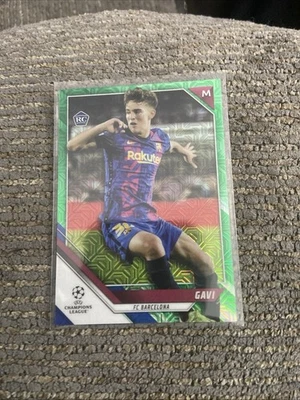 2021-22 Topps Chrome UEFA Gavi Rookie RC Green Mojo /99 Spain Barcelona - Image 1 of 2