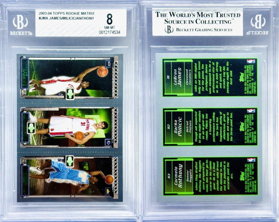 2003-04 Topps Rookie Matrix Milicic Carmelo Anthony Salón de la fama LeBron James RC BGS 8 Foto 1 de 3