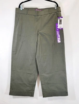 NWT 14 Green Gloria Vanderbilt Women's Pull-On Wide-Leg Crop Pants  - Image 1 of 4