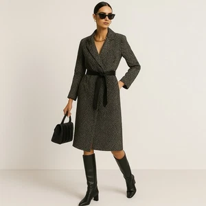 Doncaster Vintage Fischgrät gefütterter Übermantel schick modern einfarbig Tweed warm - Bild 1 von 12