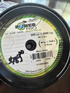Power Pro Geflochtene Angelschnur Moosgrün 200lb Test 3000 Yards. Neu. UVP: 789 $ - Bild 1 von 2