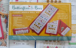 Cross Stitch Kit With Chart Pretty Butterfly & Bee Needle Roll Sewing Accessory - Picture 1 of 1