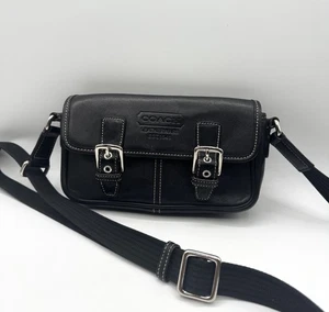 Bolso Bandolera Coach Negro Baguette Cuero Pequeño Ajustable H040-1404 - Imagen 1 de 9