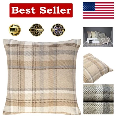 Country-Inspired 20x20 Tartan Pillow Cover - Soft Polycotton & Fade Resistant - Image 1 of 4
