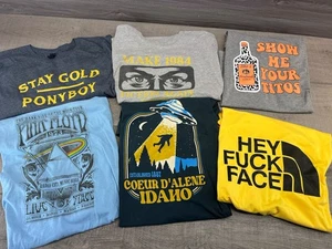 Lot Big Mens 6 Graphics T-Shirts 2x 3x Pink Floyd JP Sears Idaho Outsiders Tito - Picture 1 of 4