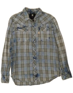 G-STAR Mens Flannel Shirt Large Blue Check Cotton CH01 - Picture 1 of 3