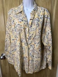 Top Jill donna XL giallo paisley manica lunga blusa top casual business - Foto 1 di 6