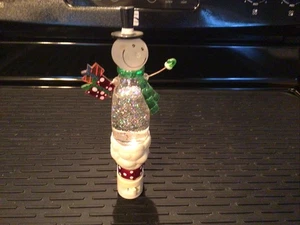 Schneemann Nachtlicht Glitzer Plug-In Ein Aus Schalter Winter Weihnachten Vintage - Bild 1 von 3