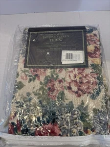 Vintage Floral Gewebt Gobelin Überwurf Decke Landhaus Kern Blumenstrauß Neu - Bild 1 von 4