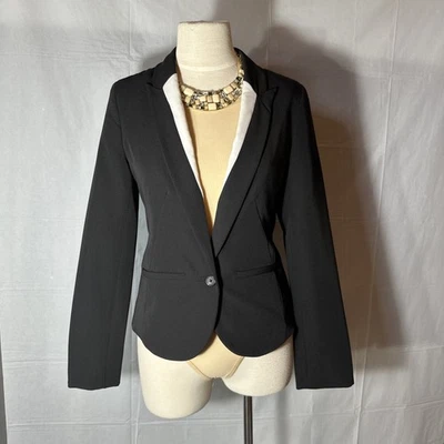 Chaqueta Blazer Lauren Conrad Mujer Talla 6 Negra Con Cuello Bordado Blanco Clásica Foto 1 de 4