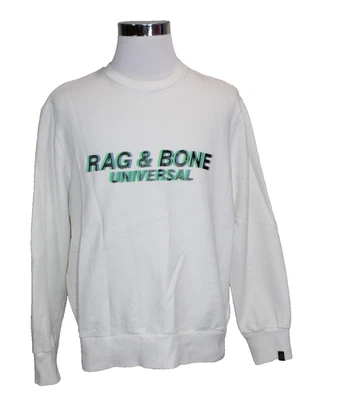 Rag & Bone Logo-Organic Cotton Crewneck Sweatshirt White Size X-Large XL - Image 1 of 4