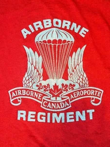 Vtg 80s Canadian Airborne Regiment Paratrooper Maroon T Shirt sz M Fits Small - Picture 1 of 8