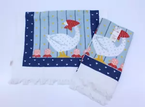 EE. UU. De Colección Toallas de Mano de Cocina Paño de Plato Country Rojo Azul Pato Ganso Flecos Juego 2 - Imagen 1 de 5