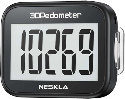NESKLA 3D Pedometer for Walking, Simple Step Counter with Assorted Colors