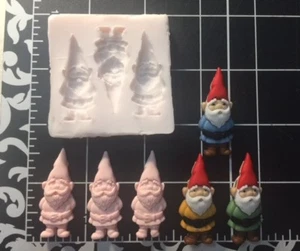 Tiny Garden Gnome silicone mold for Fondant-polymer Clay-handcrafts-Resin-candy - Picture 1 of 3