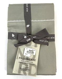 West Elm Organic Cotton Pillowcases Sateen Gray Moonstone Set 2 - Picture 1 of 4