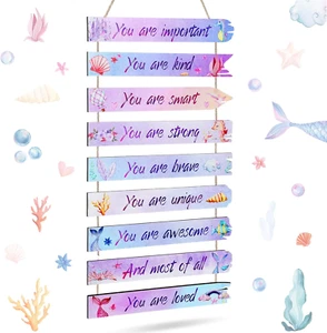 9 Pcs Watercolor Mermaid Wall Decor Inspirational Mermaid Wall Art Room Wall Dec - Picture 1 of 7