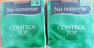 2 NEW No Nonsense Control Top Pantyhose Sheer Toe Size Q COLOR TAN - Picture 1 of 2