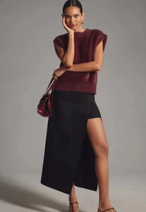Anthropologie Avec Les Filles Asymmetrical Midi Skort in Black Size 10 nwt - Foto 1 di 4