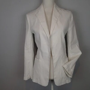 Frank & Eileen Blazer Dublin Tailored white Open Front sz s jacket cotton flax - Picture 1 of 15