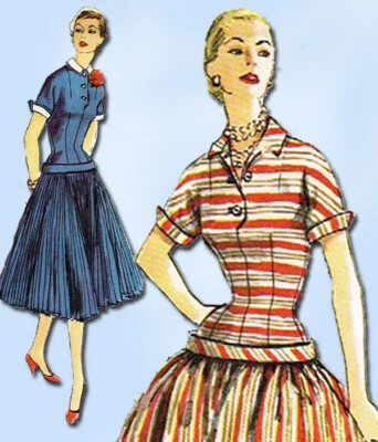 1950s Vintage Simplicity Sewing Pattern 1040 Uncut Misses Drop Waist Dress 30B - Image 1 of 4