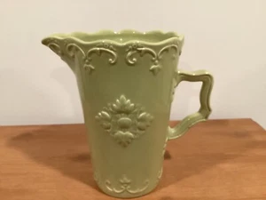 Olive green Pitcher Fancy Scroll by Sweet Olive Designs. Jane Adams.72oz. - Picture 1 of 9