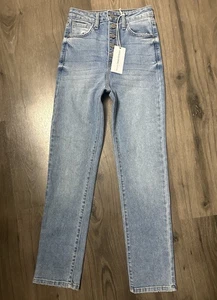 JBD Just Black Denim Ribcage Button Down Straight Leg Jeans 24 New - Picture 1 of 9